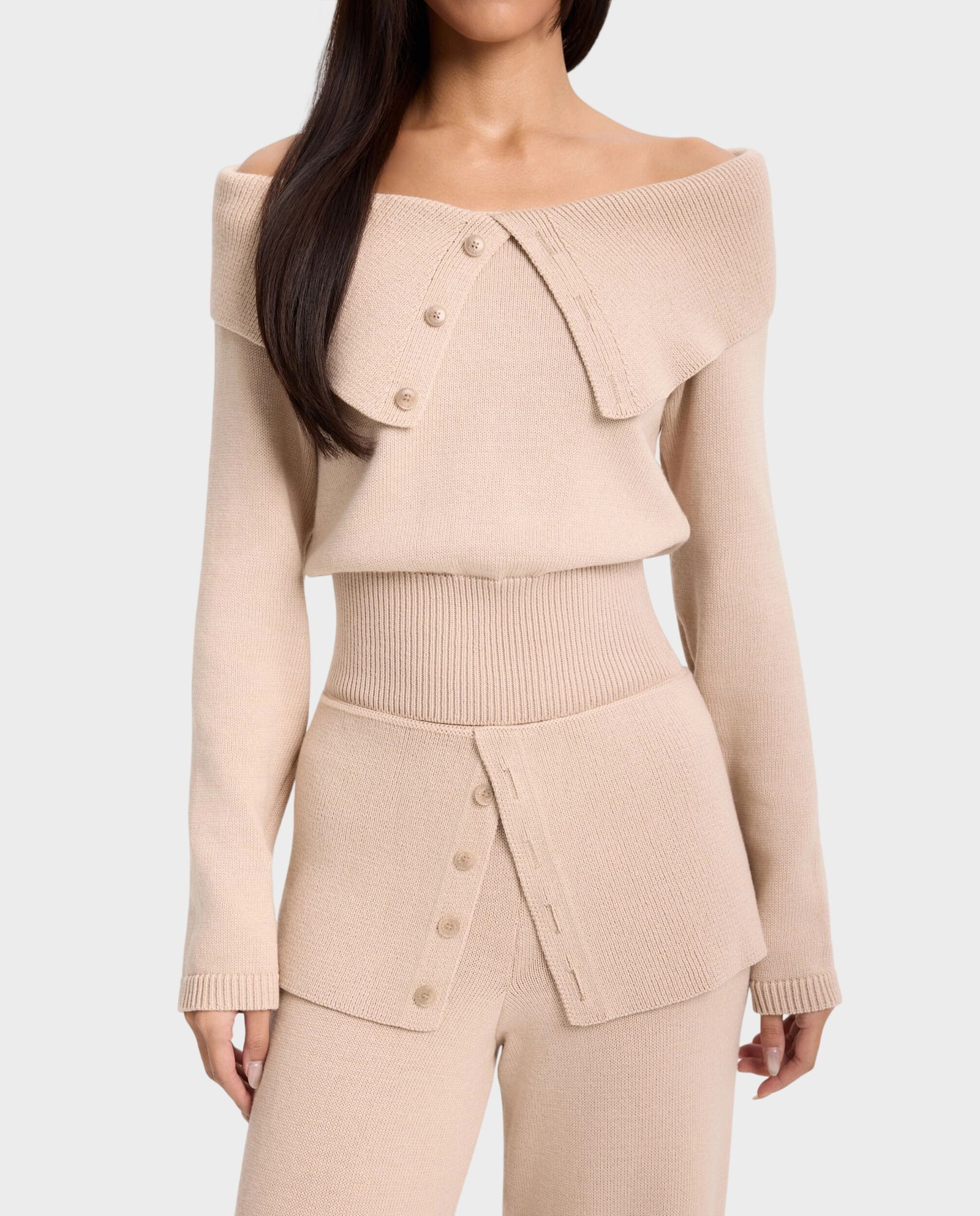 Beżowe spodnie z ozdobnym pasem Velmere - Image #2