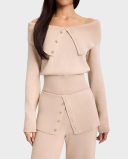 Beżowe spodnie z ozdobnym pasem Velmere - Image #2