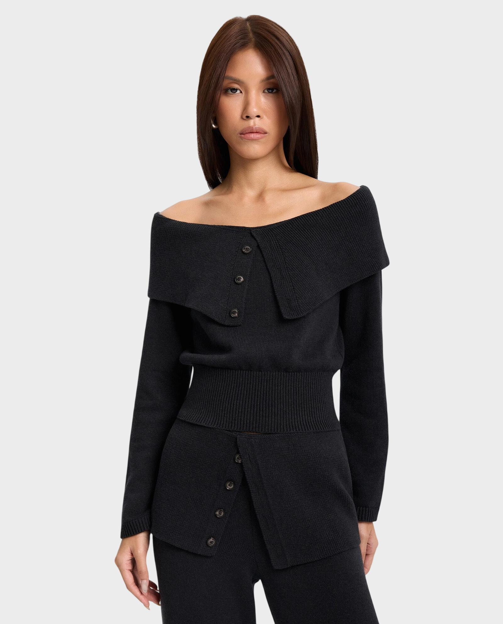 Grafitowy sweter z kołnierzem Velmere - Image #0