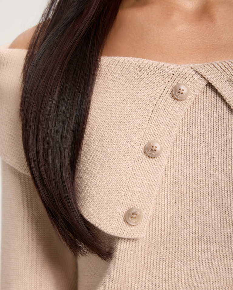 Beżowy sweter z kołnierzem Velmere - Image #2