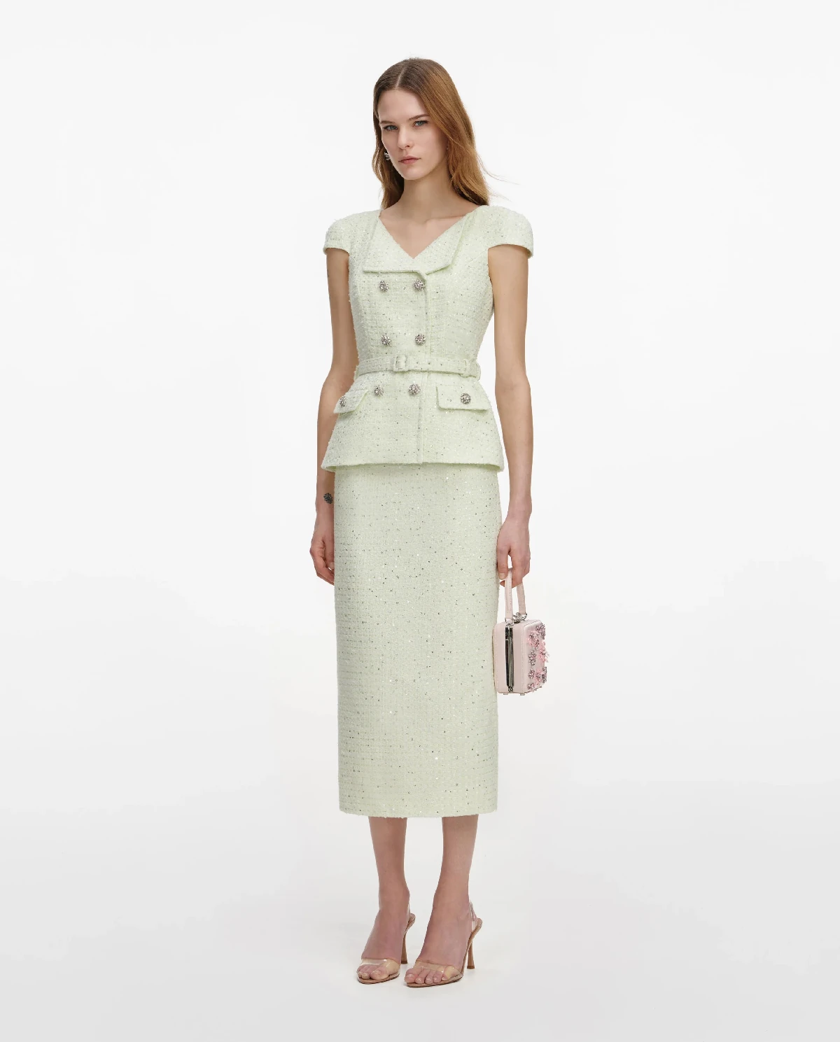 Limonkowa sukienka midi - Image #1