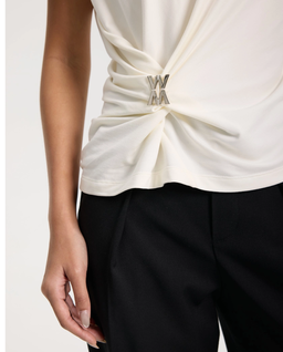 Biały t-shirt z twistem Lune - Image #3