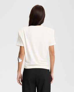 Biały t-shirt z twistem Lune - Image #2