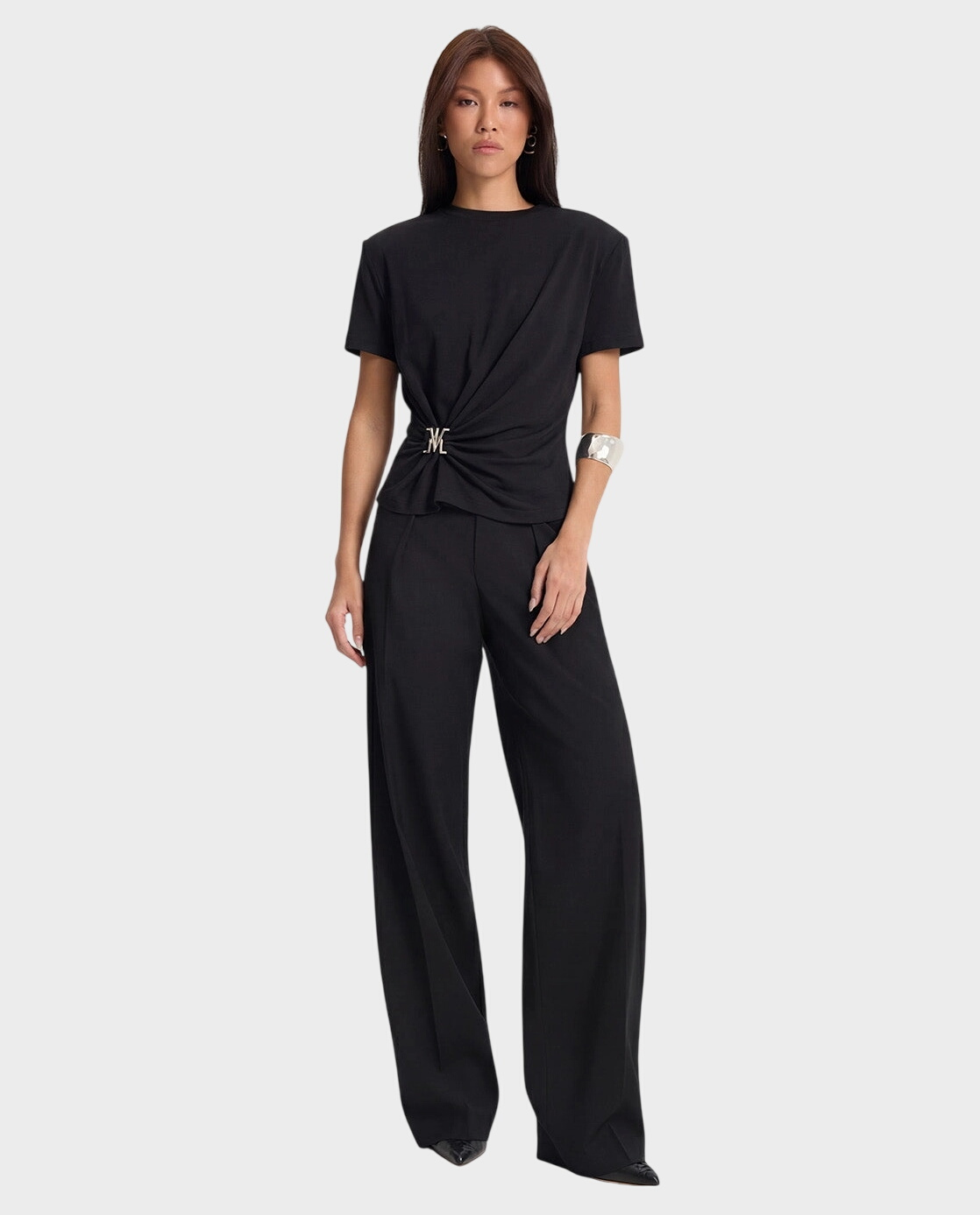 Czarny t-shirt z twistem Lune - Image #1