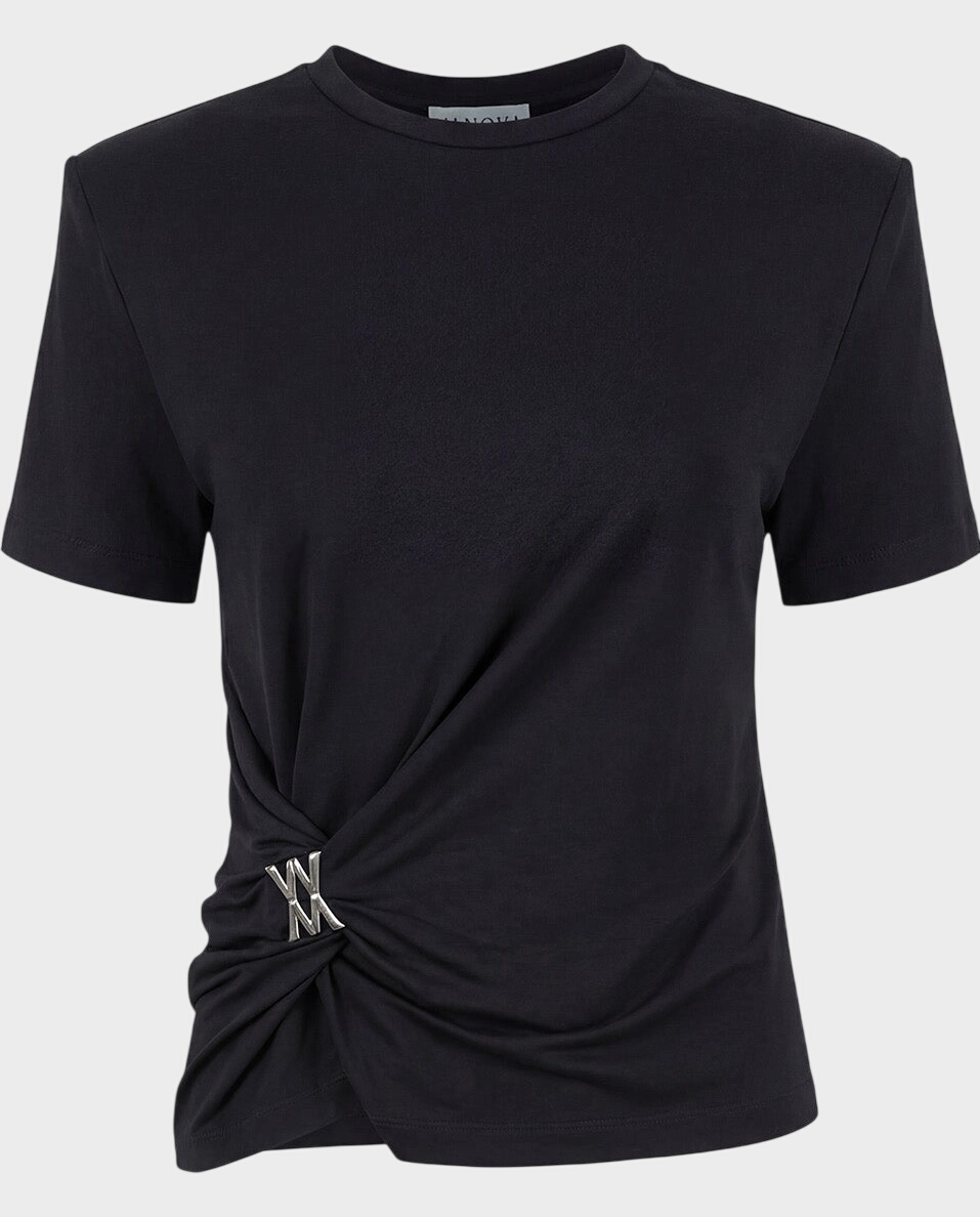 Czarny t-shirt z twistem Lune - Image #2