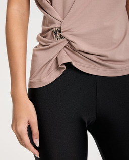 Beżowy t-shirt z twistem Lune - Image #3