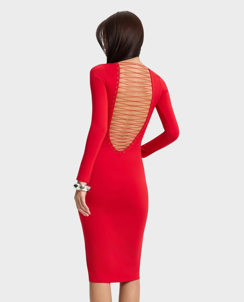 Czerwona sukienka z ozdobnym tyłem Amora - Image #0