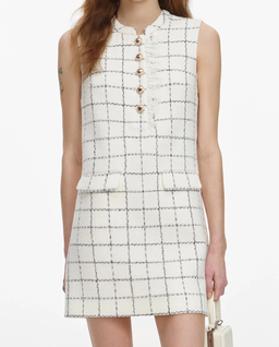 Biała sukienka mini w kratkę - Image #3