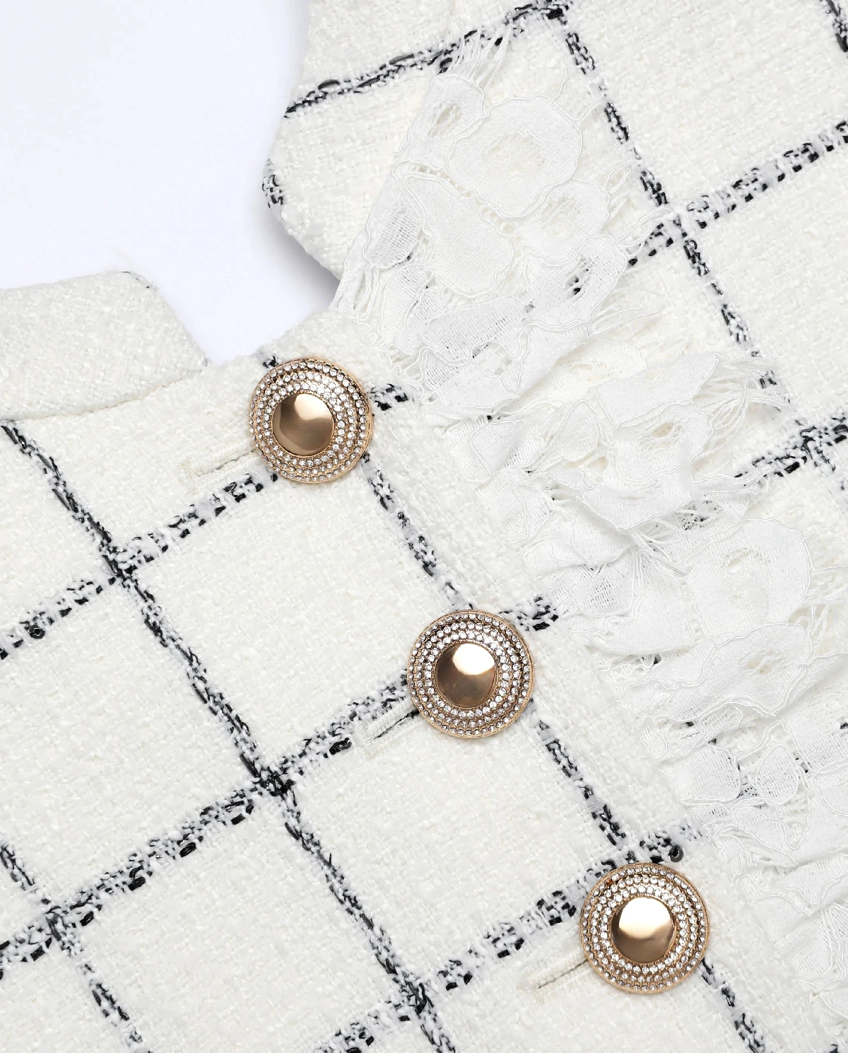 Biała sukienka mini w kratkę - Image #4