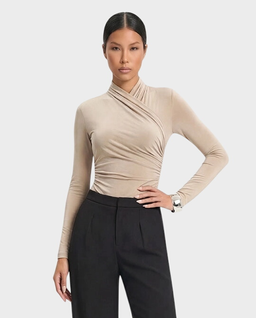 Beżowe body z drapowaniem Sora - Image #0