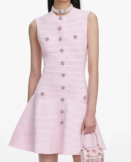 Różowa dzianinowa sukienka mini - Image #3