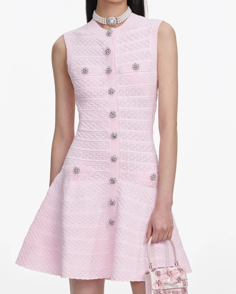 Różowa dzianinowa sukienka mini - Image #3