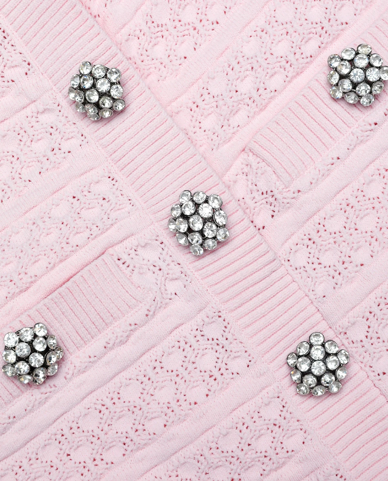 Różowa dzianinowa sukienka mini - Image #4