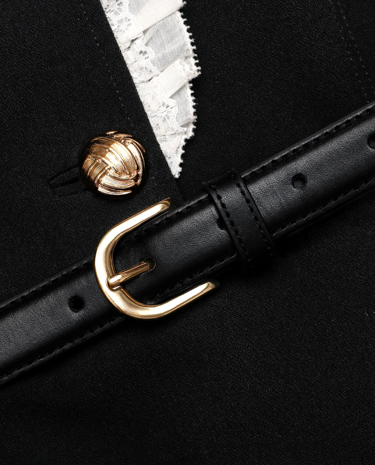 Czarna sukienka midi z falbanką - Image #4