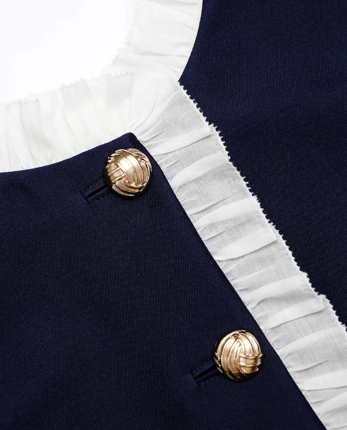 Granatowa sukienka midi z falbaną - Image #4