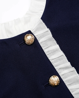 Granatowa sukienka midi z falbaną - Image #4