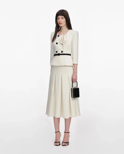 Kremowa sukienka midi z kwiatem - Image #1