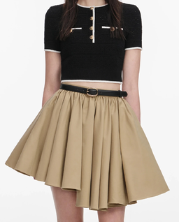 Jasnobrązowa asymetryczna spódnica mini - Image #0