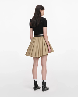 Jasnobrązowa asymetryczna spódnica mini - Image #3