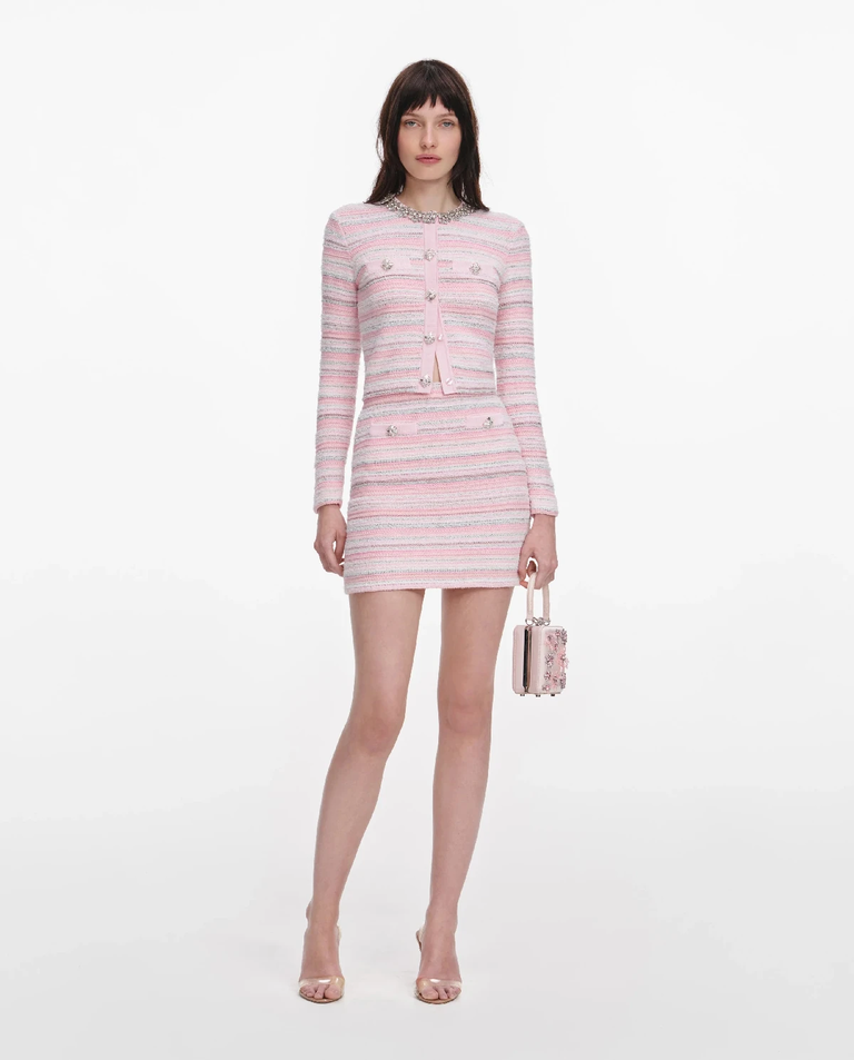 Różowa teksturowana spódniczka mini