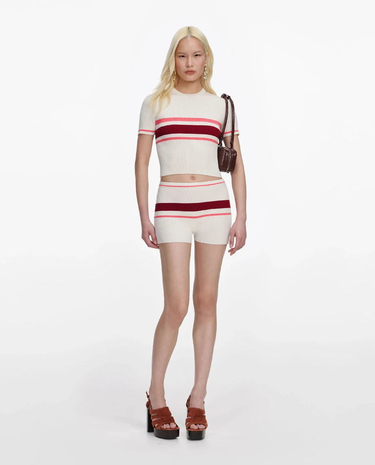 Kremowe dzianinowe szorty