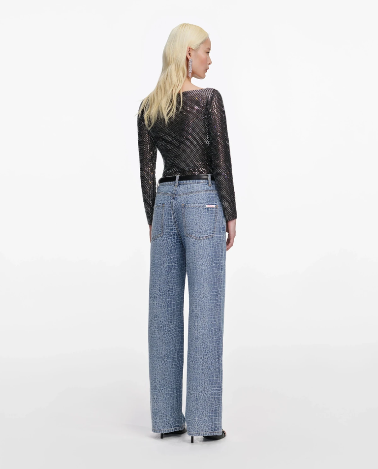 Jeansy z efektem skóry krokodyla Straight Leg - Image #2