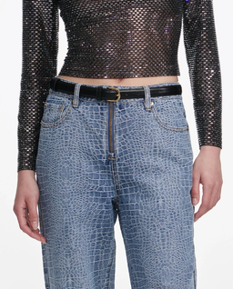 Jeansy z efektem skóry krokodyla Straight Leg - Image #3