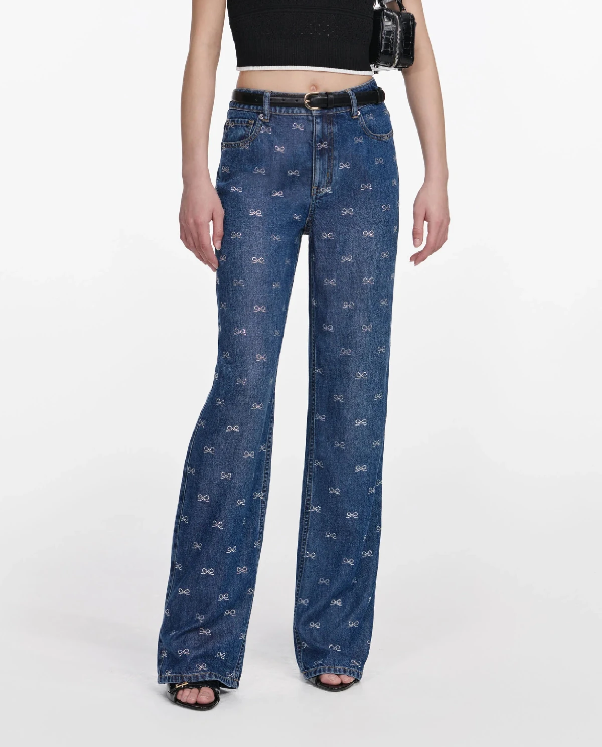 Granatowe jeasny z kokardkami - Image #0