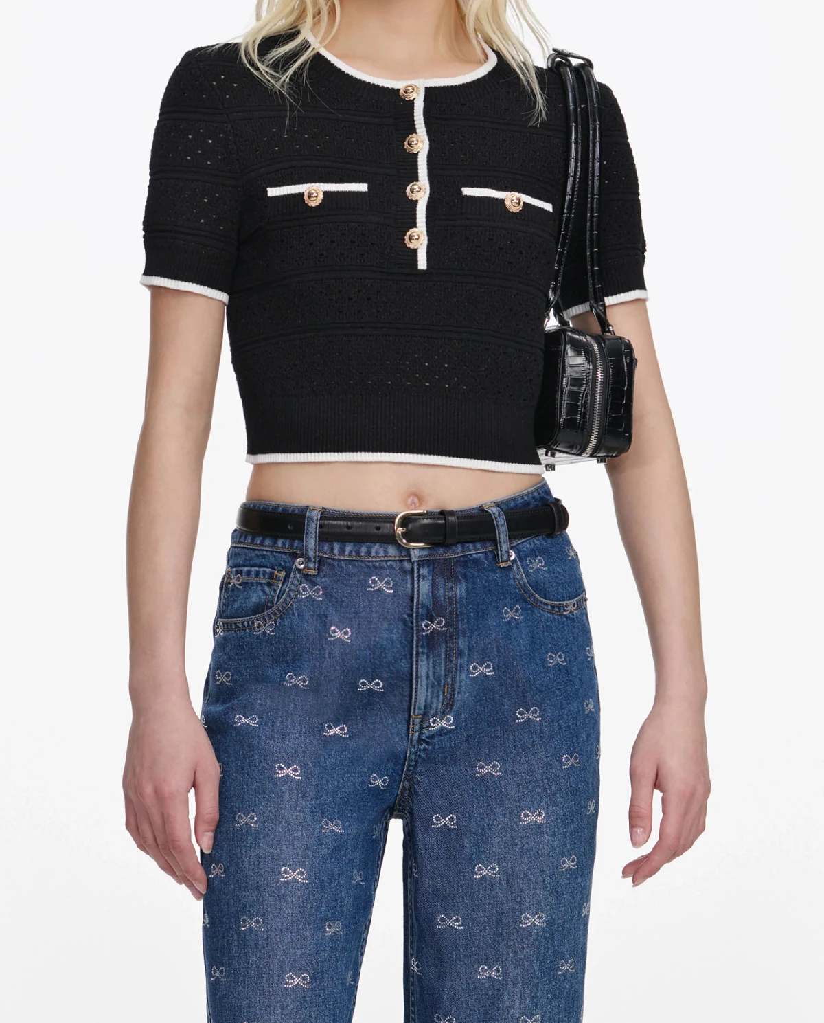 Granatowe jeasny z kokardkami - Image #3