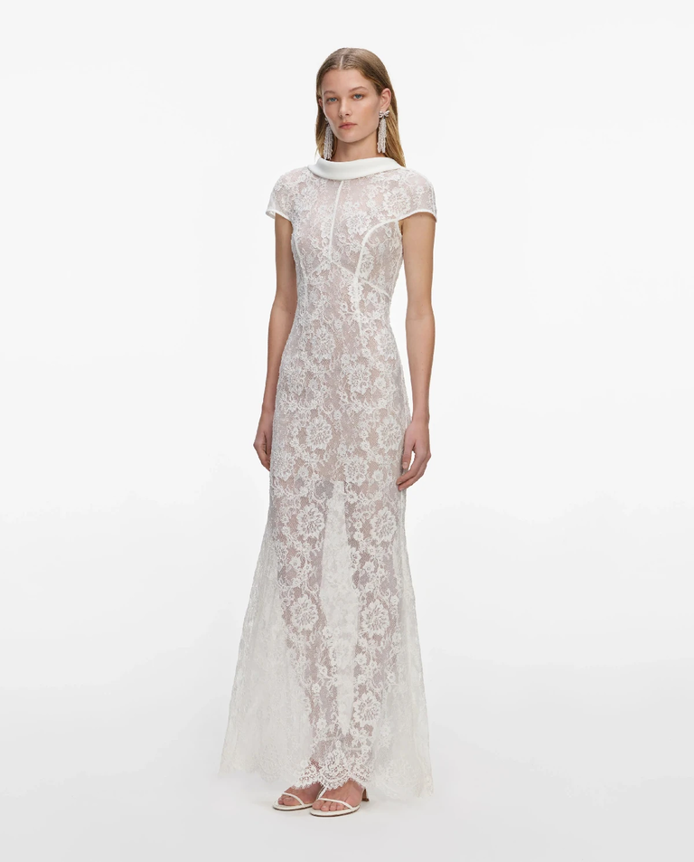 Biała koronkowa sukienka maxi