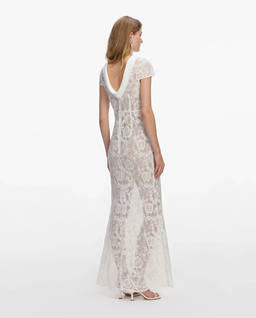 Biała koronkowa sukienka maxi - Image #2