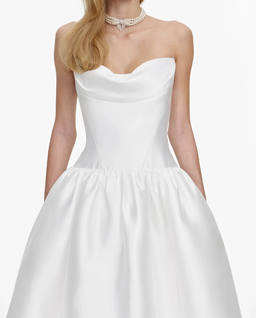 Biała sukienka midi bez ramiączek - Image #3