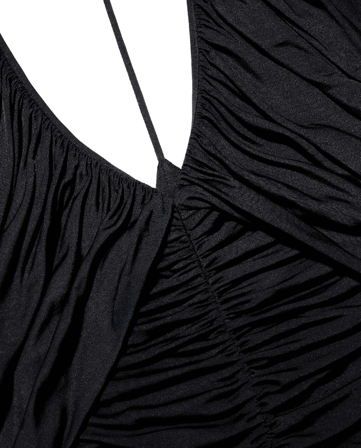 Czarna sukienka maxi z marszczeniami - Image #4