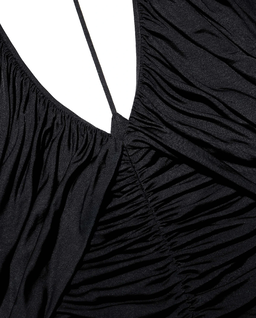 Czarna sukienka maxi z marszczeniami - Image #4