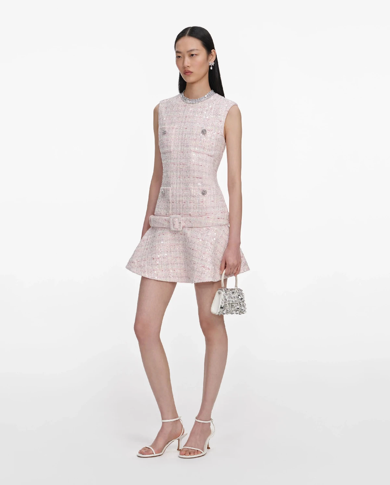 Różowa cekinowa sukienka mini