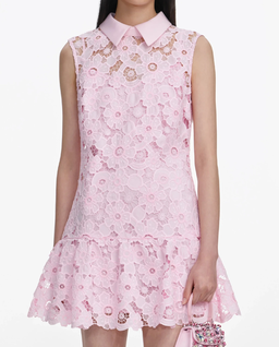 Różowa koronkowa sukienka mini - Image #3