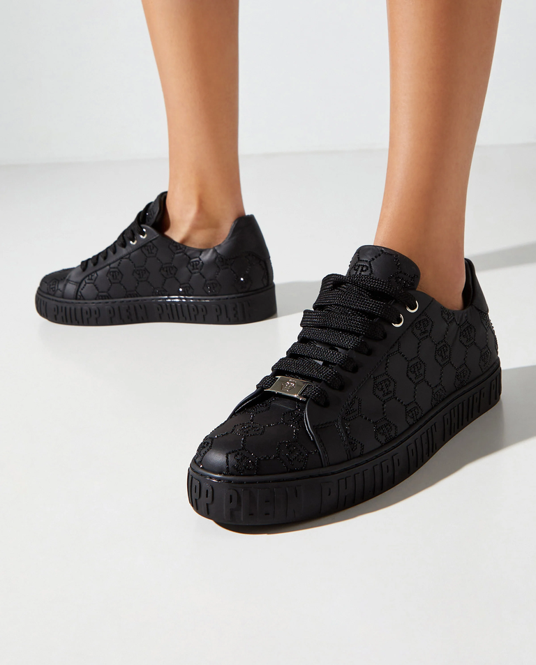 Czarne sneakersy Low-Top Carson Monogram Strass