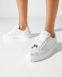 Białe sneakersy Low-Top Carson Monogram Strass - Image #1