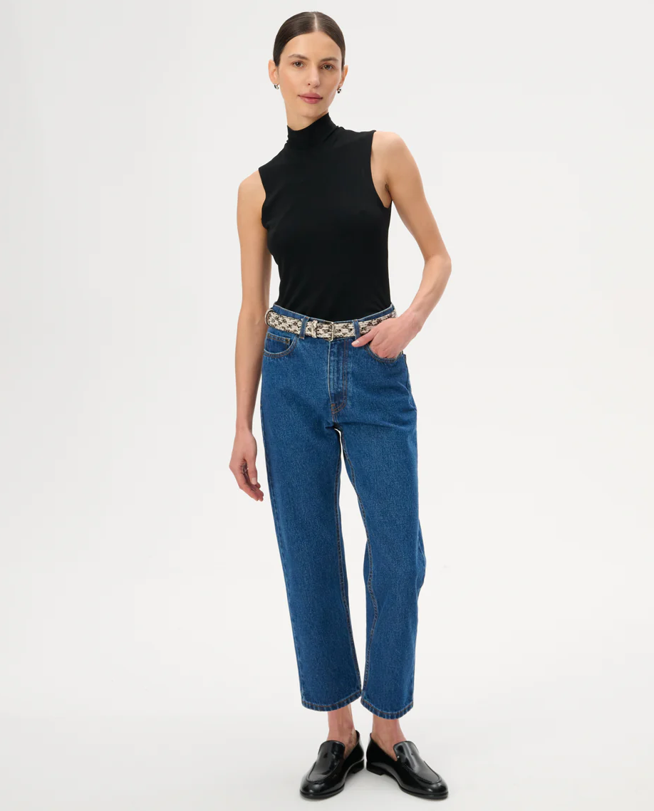 Niebieskie jeansy o krótkim kroju Rossie - Image #1