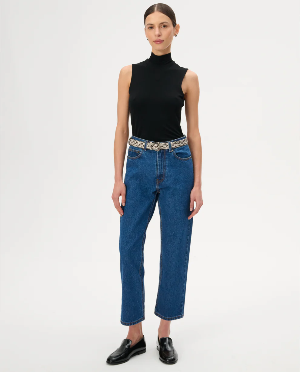 Niebieskie jeansy o krótkim kroju Rossie - Image #3