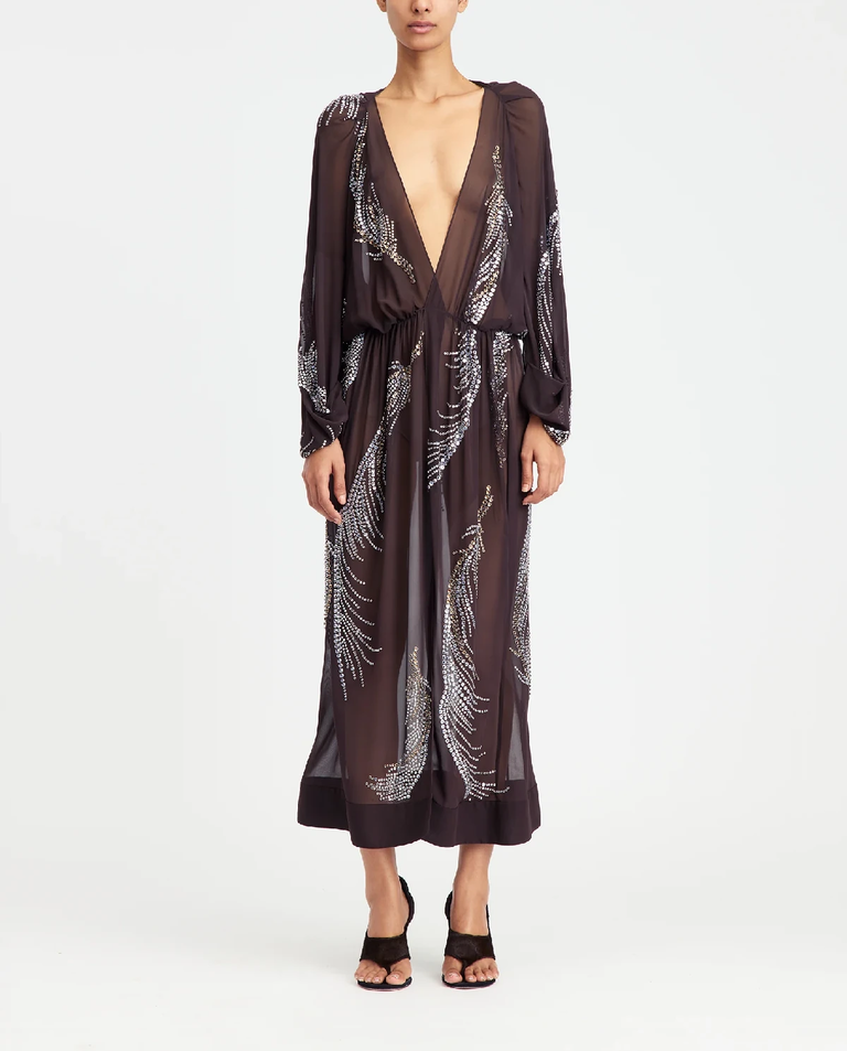 Brązowa sukienka midi Silas - Image #0