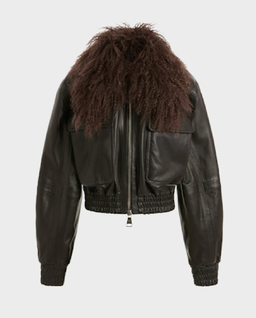 Ciemnobrązowa skórzana kurtka Cie - Image #0