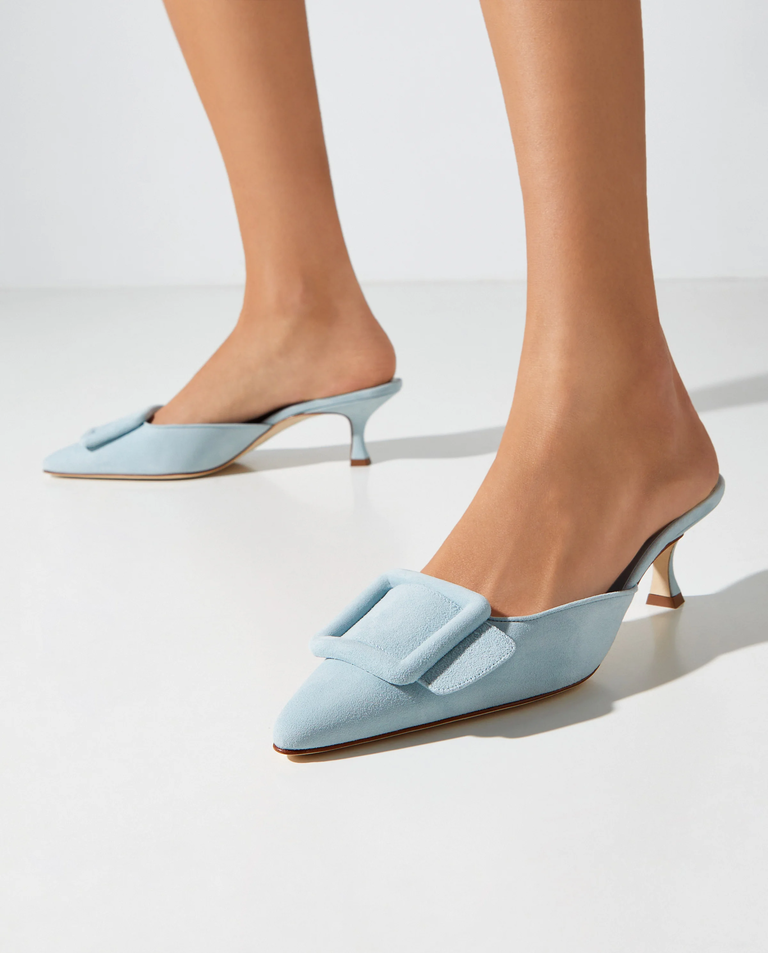 Jasnoniebieskie mule na szpilce Maysale 50