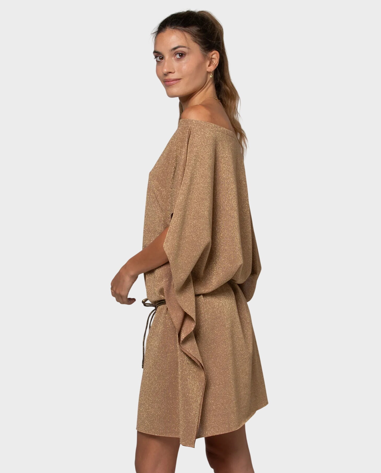 Złota sukienka o luźnym kroju Ena - Image #0