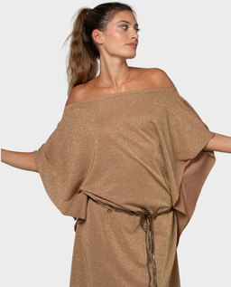 Złota sukienka o luźnym kroju Ena - Image #1