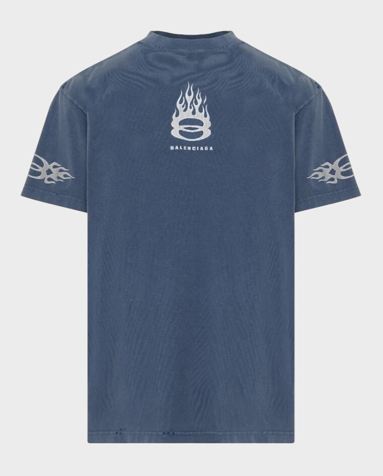 Niebieski t-shirt Balenciaga Unity Flame