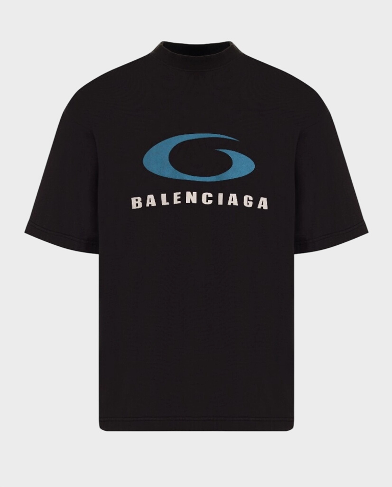 Czarny t-shirt z logo Balenciaga Loop Sports Icon