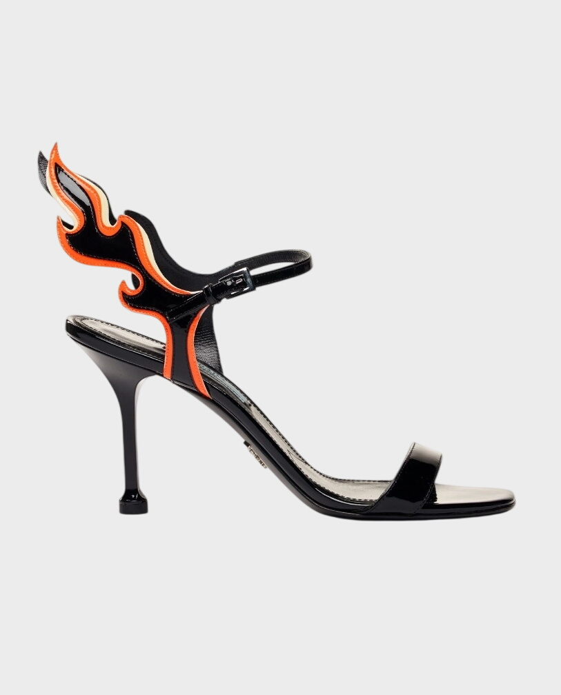 Czarne skórzane sandały Flame - Image #0