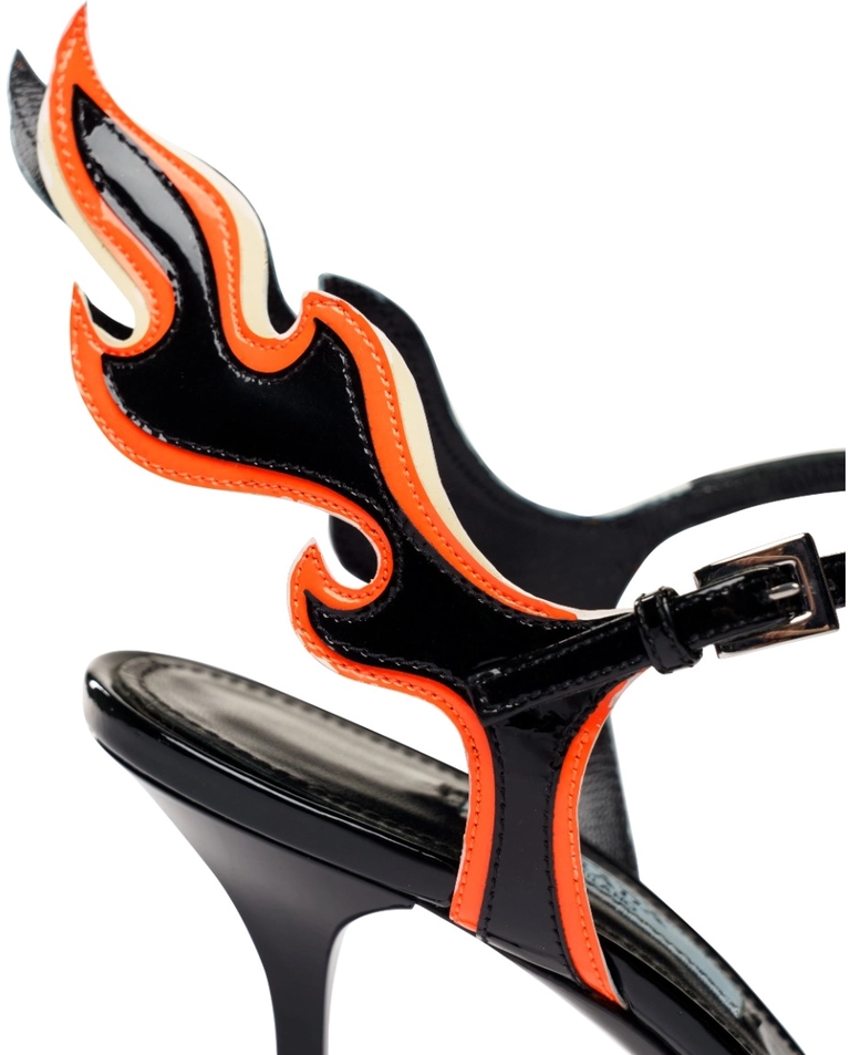 Czarne skórzane sandały Flame - Image #3