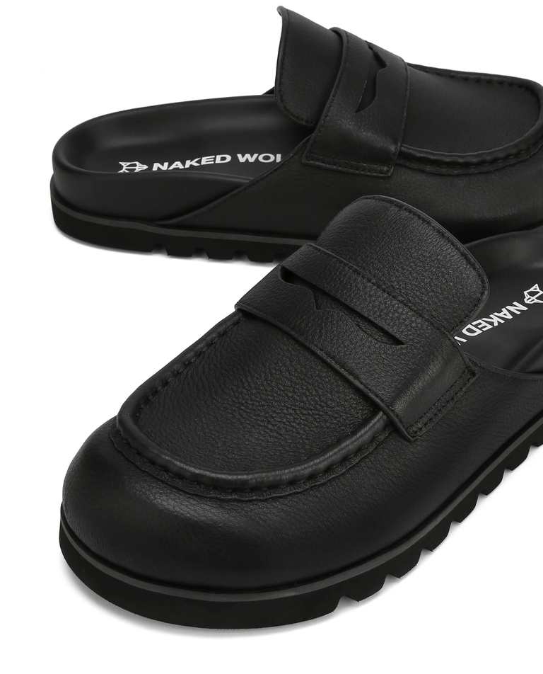 Skórzane mule Cord Black Pebble - Image #3